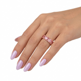 3 cttw Emerald Band Ring Fancy Pink Diamonds