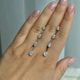 Long Pear Diamond Earrings