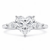 3.09 Ct Heart Lab Grown Diamond Ring with Side Stones