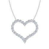 Lab-grown diamond heart pendant necklace on silver chain, elegant jewelry design