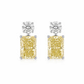 1.50 Ct each Fancy Yellow Radiant Earrings with Round Diamonds