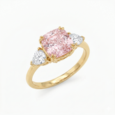 4 Ct Fancy Pink Cushion Lab Grown Diamond Ring