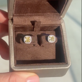 0.90 Ct each Fancy Yellow Cushion Studs Earrings