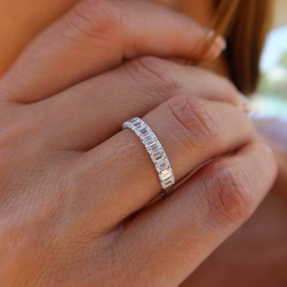 Emerald Half Eternity Lab Diamond Ring 1.20 Cttw – Amore Ethica