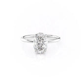 Oval lab-grown diamond solitaire ring on sleek white gold band