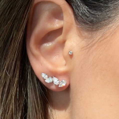 1.55 cttw Pear shape climbers lab grown diamond stud earrings 