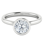 Bezel-set lab-grown diamond solitaire ring with round brilliant cut in white gold