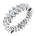 Marquise-cut lab-grown diamond eternity ring in white gold on black background