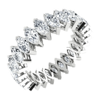 Marquise-cut lab-grown diamond eternity ring in white gold on black background