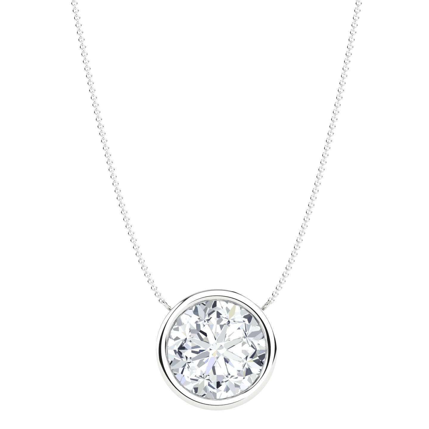 1.5 ct Round Diamond Bezel Necklace
