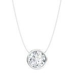 Lab-grown diamond solitaire pendant necklace in a bezel setting on a fine chain