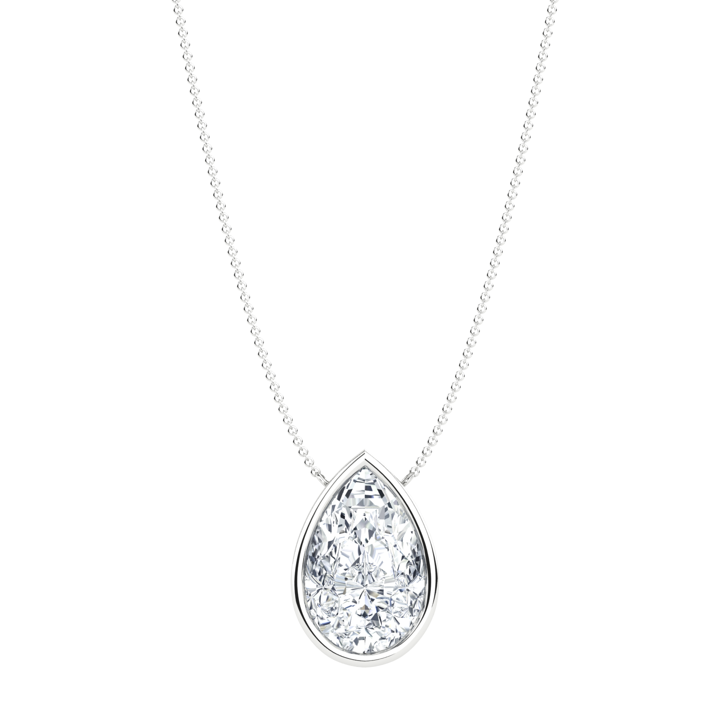 1.5 ct Pear Diamond Bezel Necklace