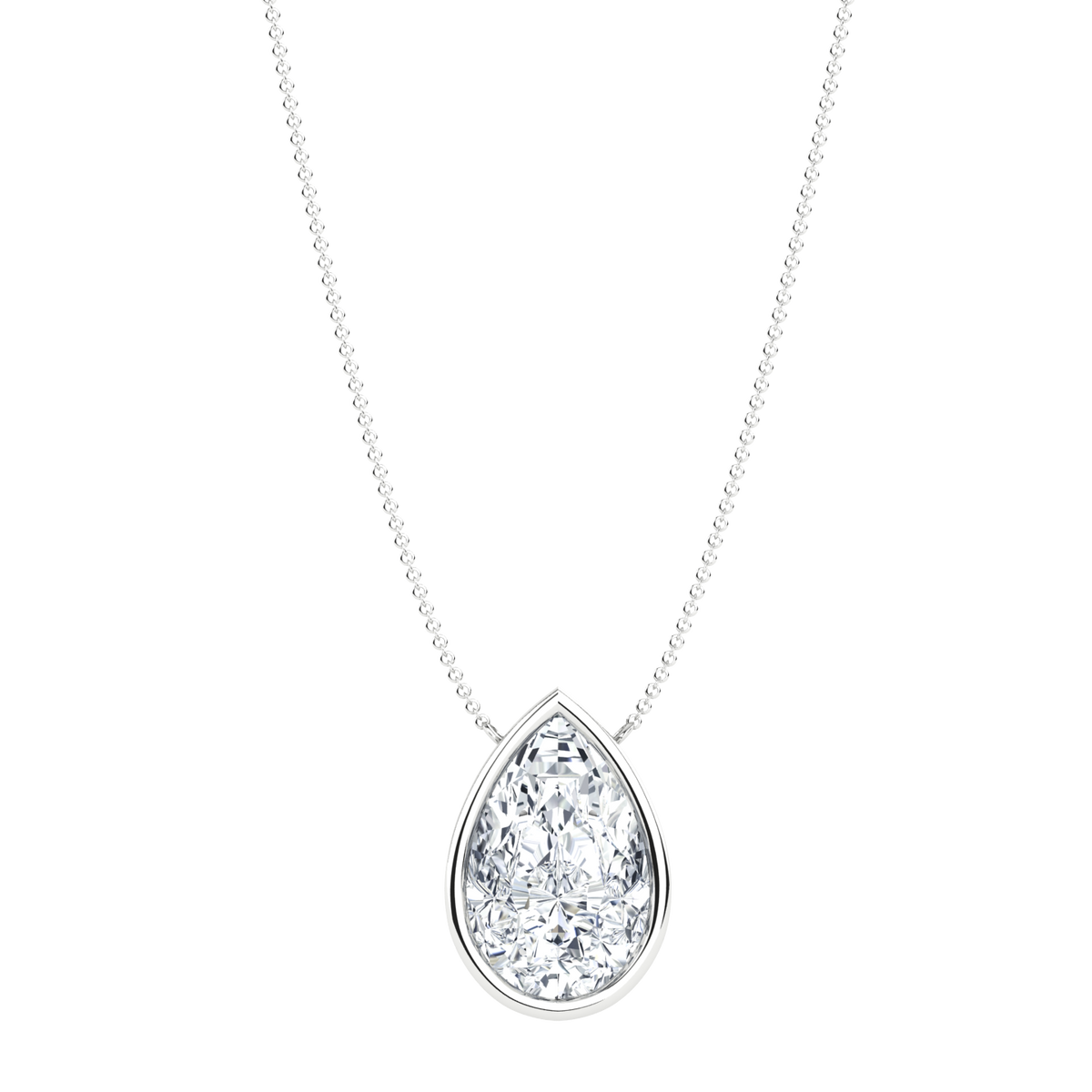 1.5 ct Pear Diamond Bezel Necklace