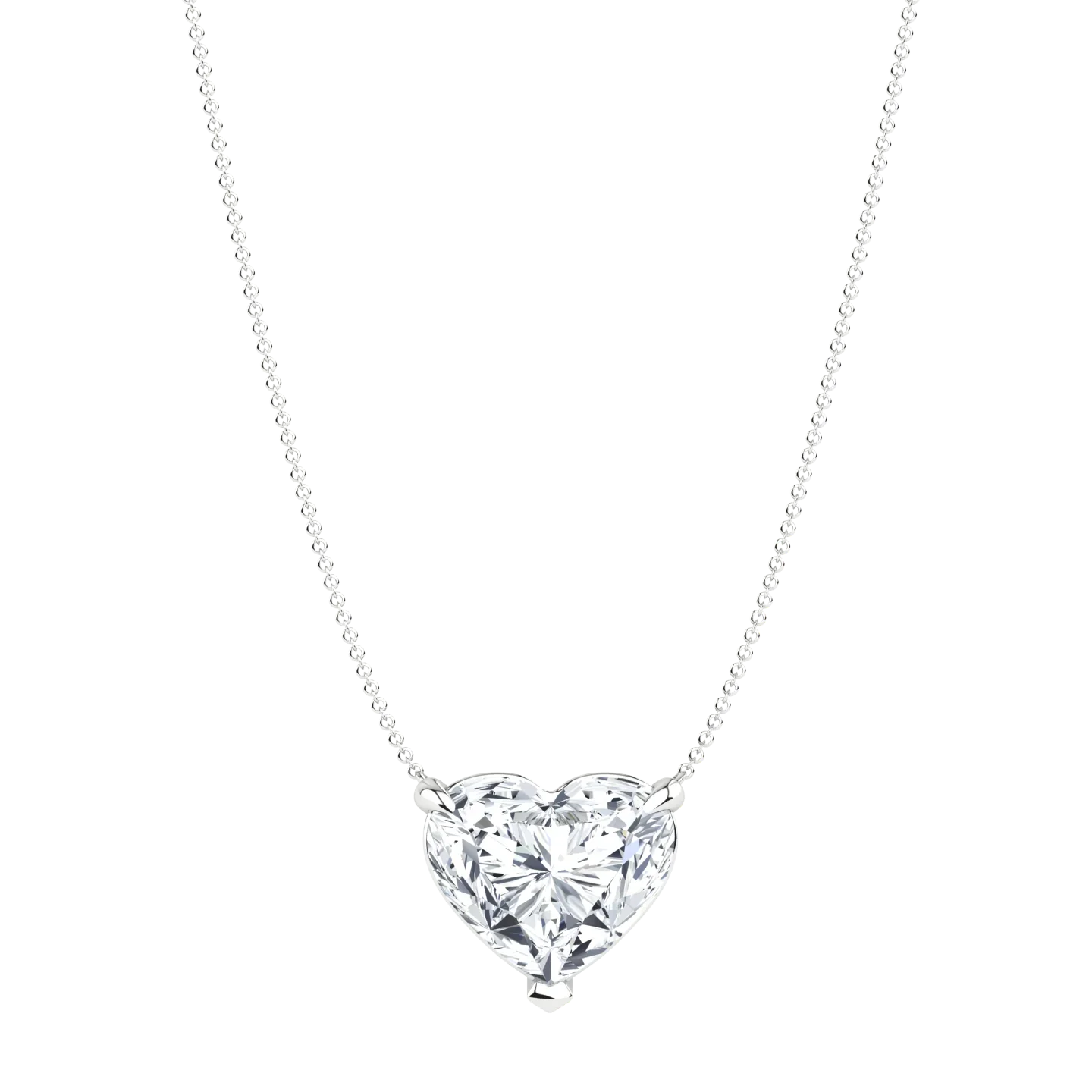 Heart-shaped lab-grown diamond pendant necklace on a delicate chain, elegant and modern jewelry