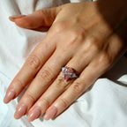 4.02 Ct Fancy vivid Pink Rose Pear shape lab grown diamond ring with side diamonds