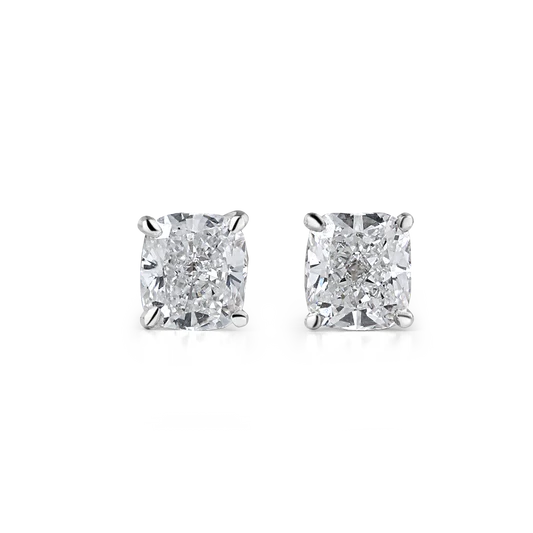 Boucles d'oreilles puces taille coussin de 1,5 ct chacune 