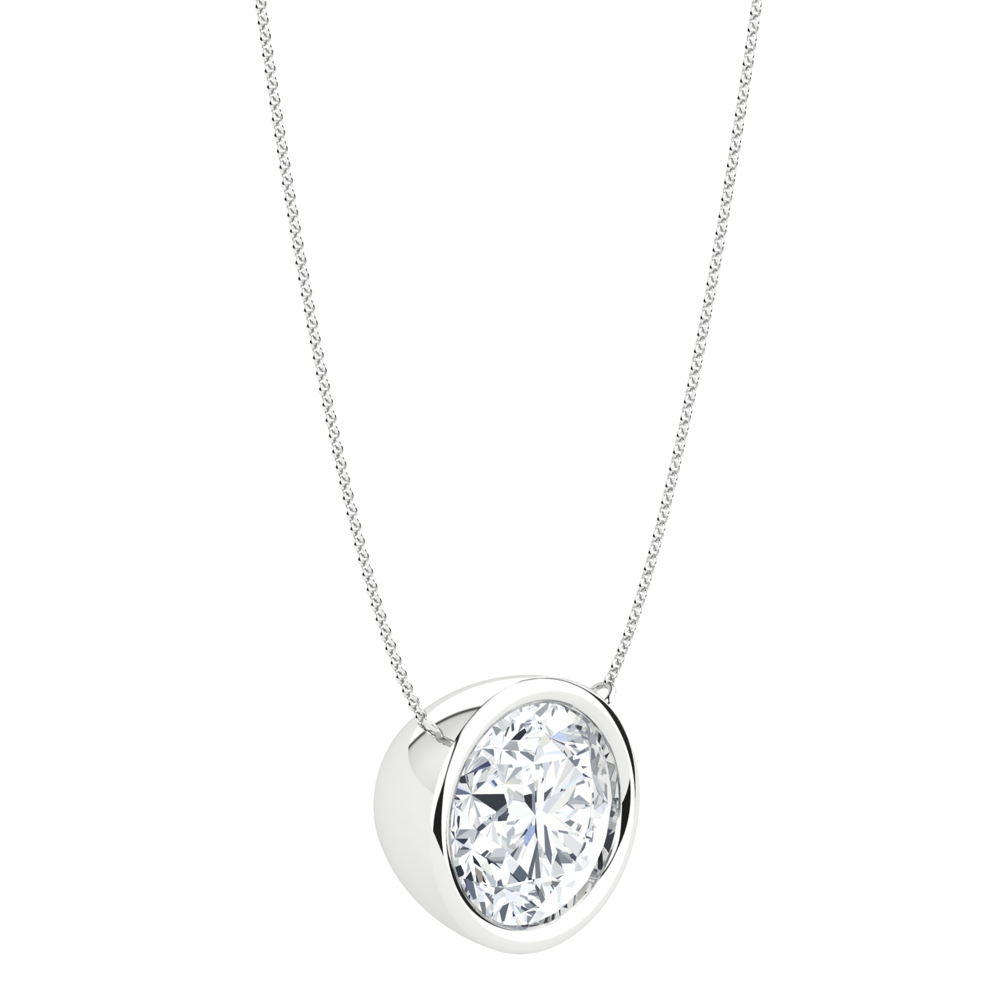1.5 ct Round Diamond Bezel Necklace