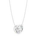 Lab-grown diamond pendant necklace with round solitaire in a white gold bezel setting