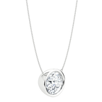 Lab-grown diamond pendant necklace with round solitaire in a white gold bezel setting
