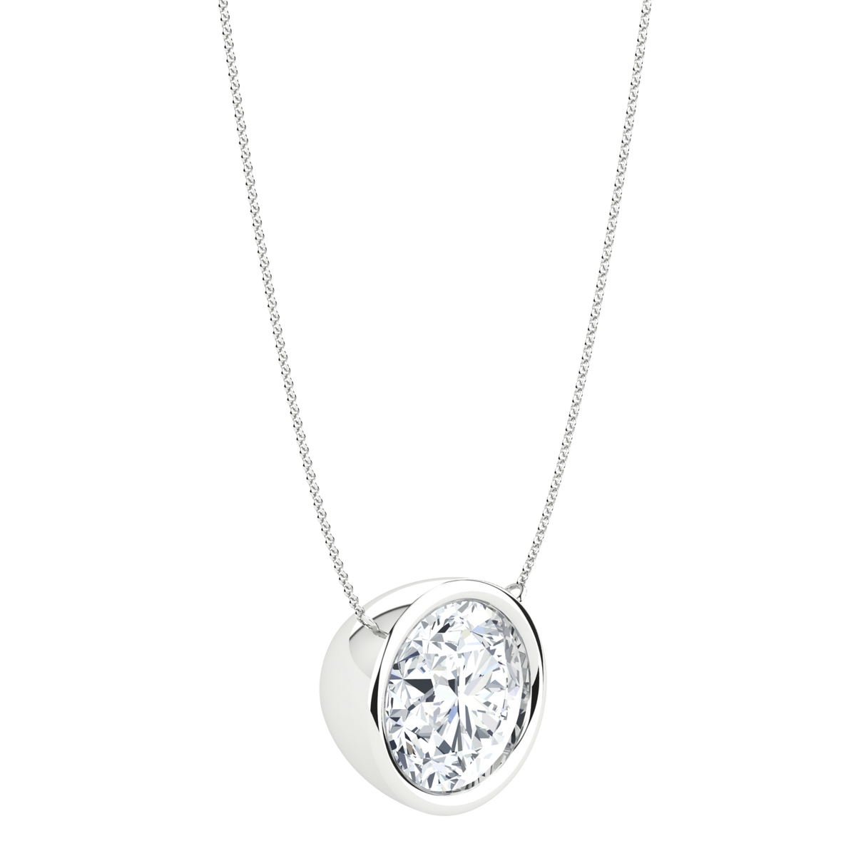 1.5 ct Round Diamond Bezel Necklace