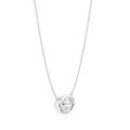 Round lab-grown diamond pendant necklace in a bezel setting on a silver chain