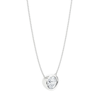 Round lab-grown diamond pendant necklace in a bezel setting on a silver chain