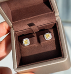 0.90 Ct each Fancy Yellow Cushion Studs Earrings