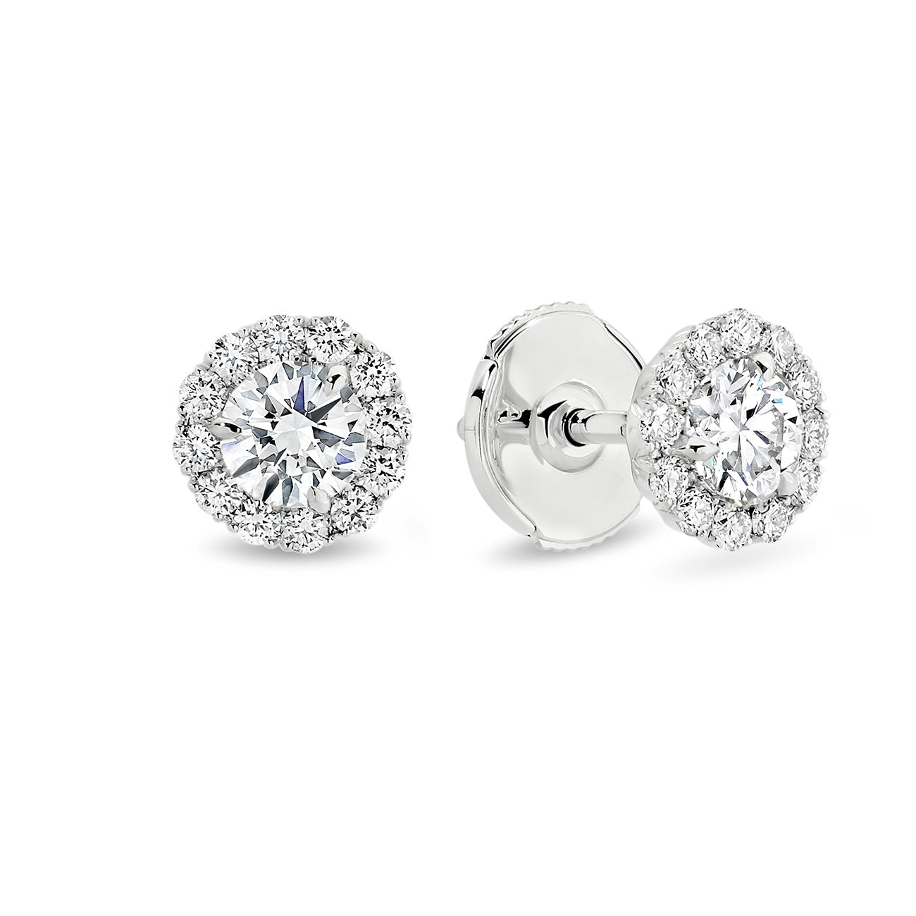 Halo Round Lab-Grown Diamond Stud Earrings 0.5 ct each