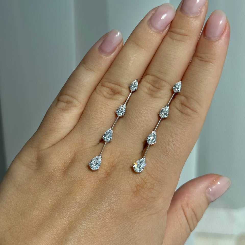 Long Pear Diamond Earrings
