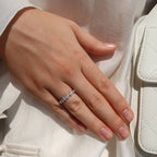 1.16 cttw Pear Half-band lab grown diamond ring