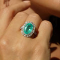 5.48 Ct Natural Tourmaline Paraiba Ring with Natural Diamond