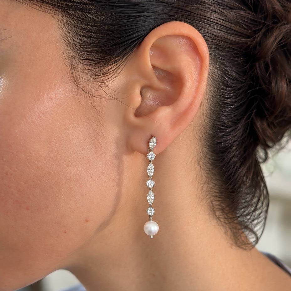 2.88 cttw Akoya Pearl lab grown diamond Earrings