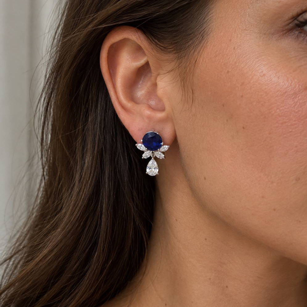 3 ct Sapphire with Diamond Earrings