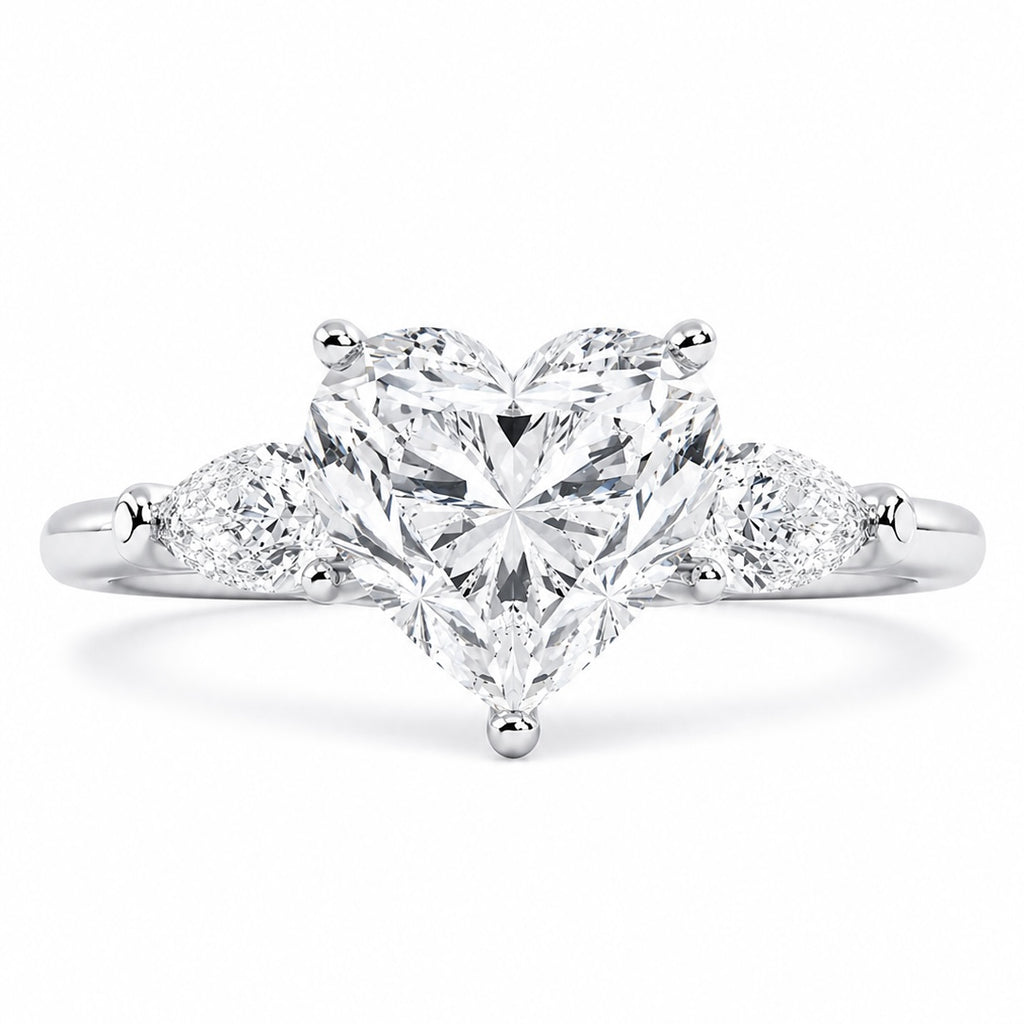 3.09 Ct Heart Lab-Grown Diamond Ring with Side Stones