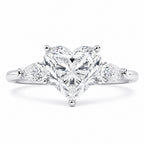 3.09 Ct Heart Lab-Grown Diamond Ring with Side Stones