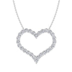 Lab-grown diamond heart pendant necklace on silver chain, elegant jewelry design