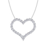 Lab-grown diamond heart pendant necklace on silver chain, elegant jewelry design