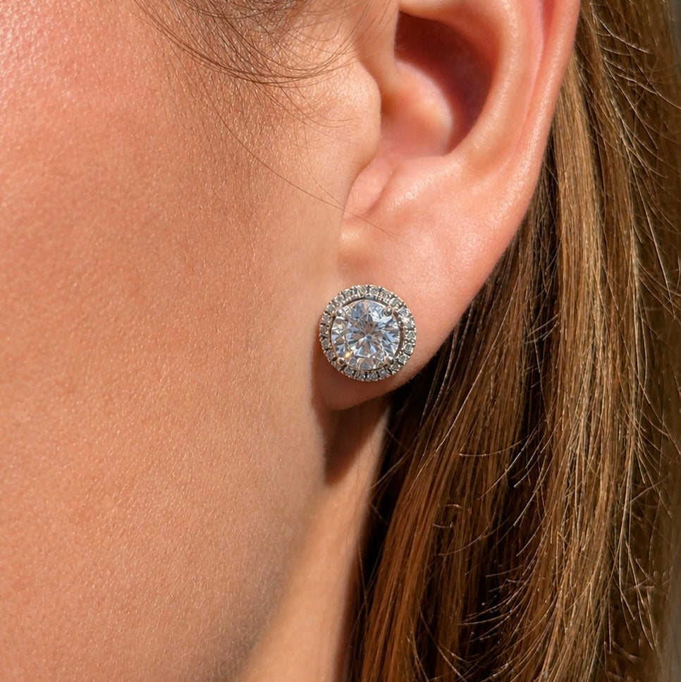 2 ct each Round Diamond Transformer Studs