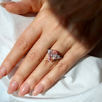 4.02 Ct Fancy vivid Pink Rose Pear shape lab grown diamond ring with side diamonds