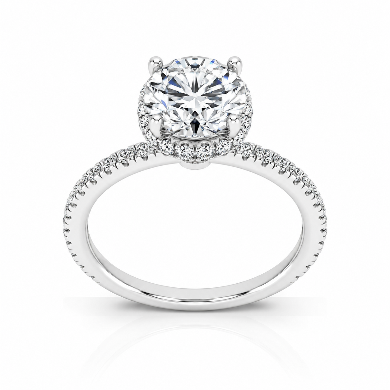 2 Ct Round Hidden Halo Diamond Ring