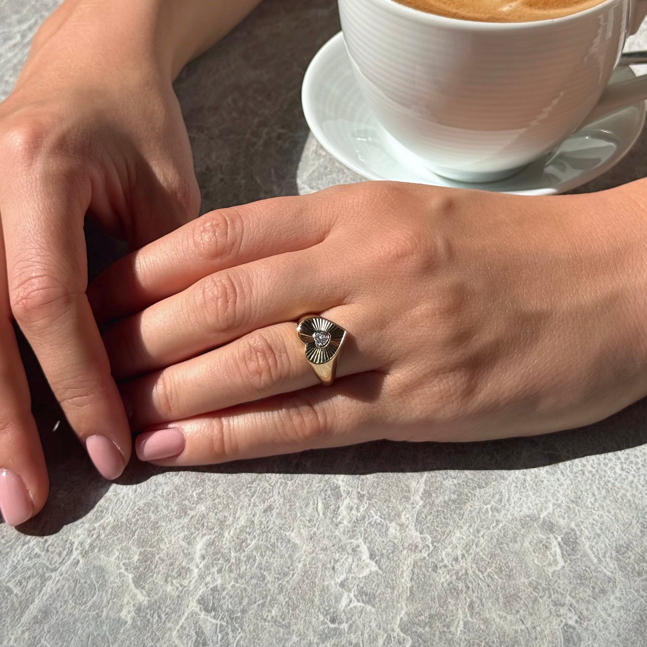 Heart Pinky Lab-Grown Diamond Ring 0.15 ct