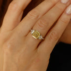 3.01 Ct Yellow Cushion Lab-Grown Diamond Ring