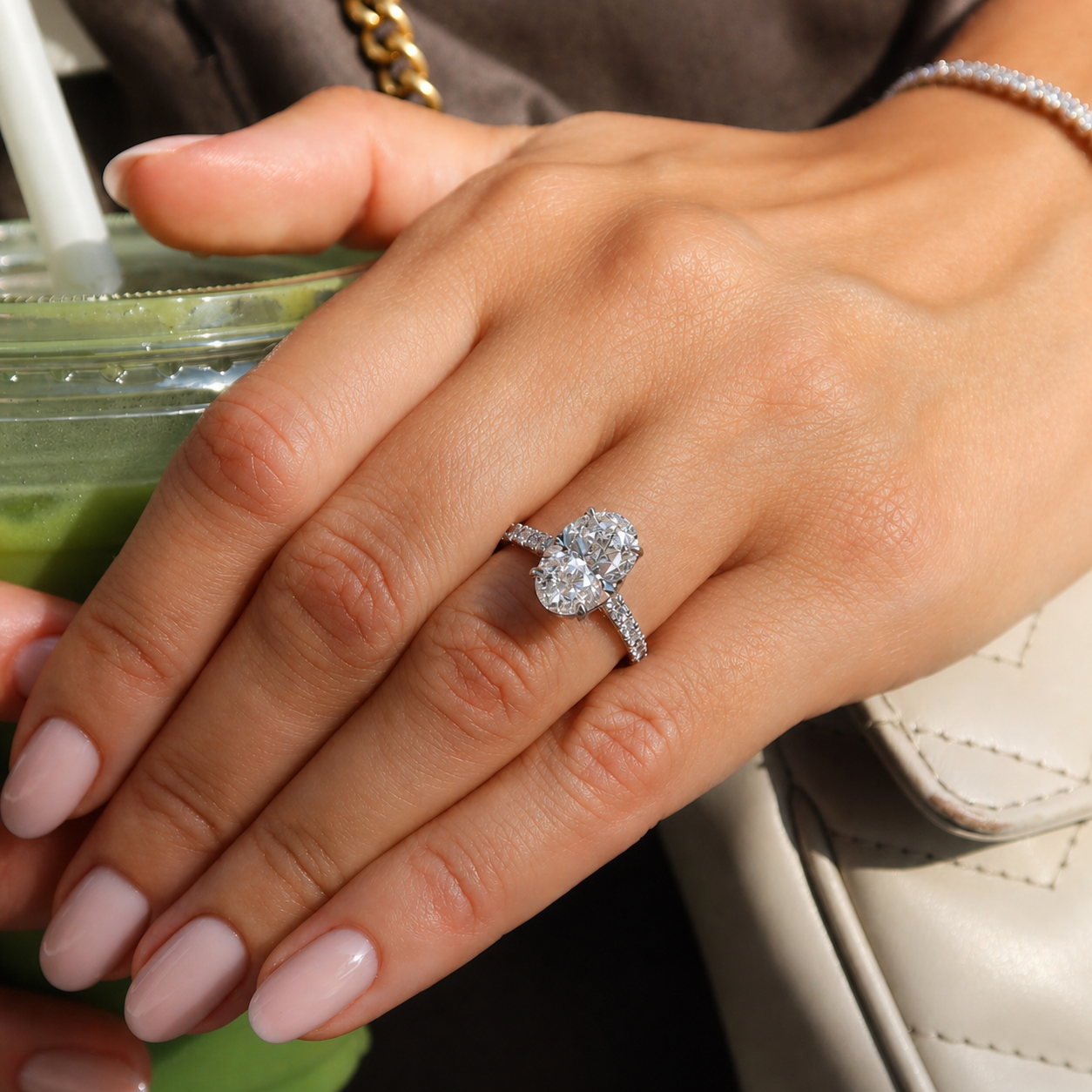 3 Ct Oval Lab Grown Diamond Ring