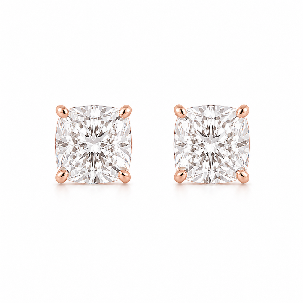 1.5 ct each Cushion Stud Diamond Earrings