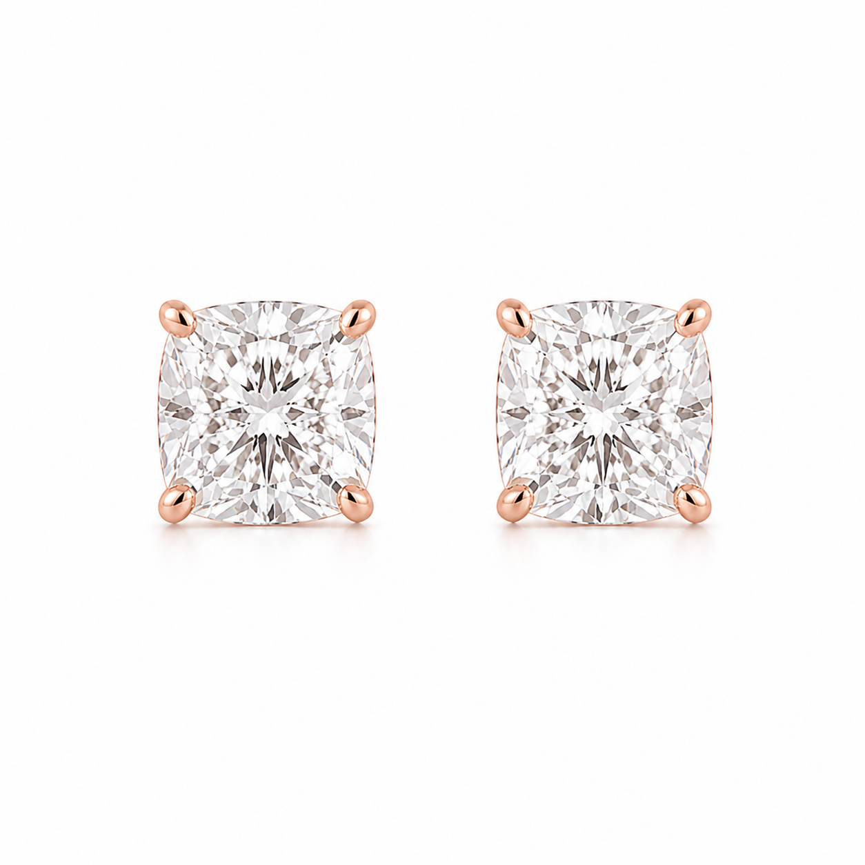 1.5 ct each Cushion Stud Diamond Earrings