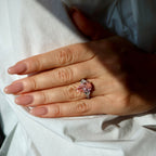 4.02 Ct Fancy vivid Pink Rose Pear shape lab grown diamond ring with side diamonds