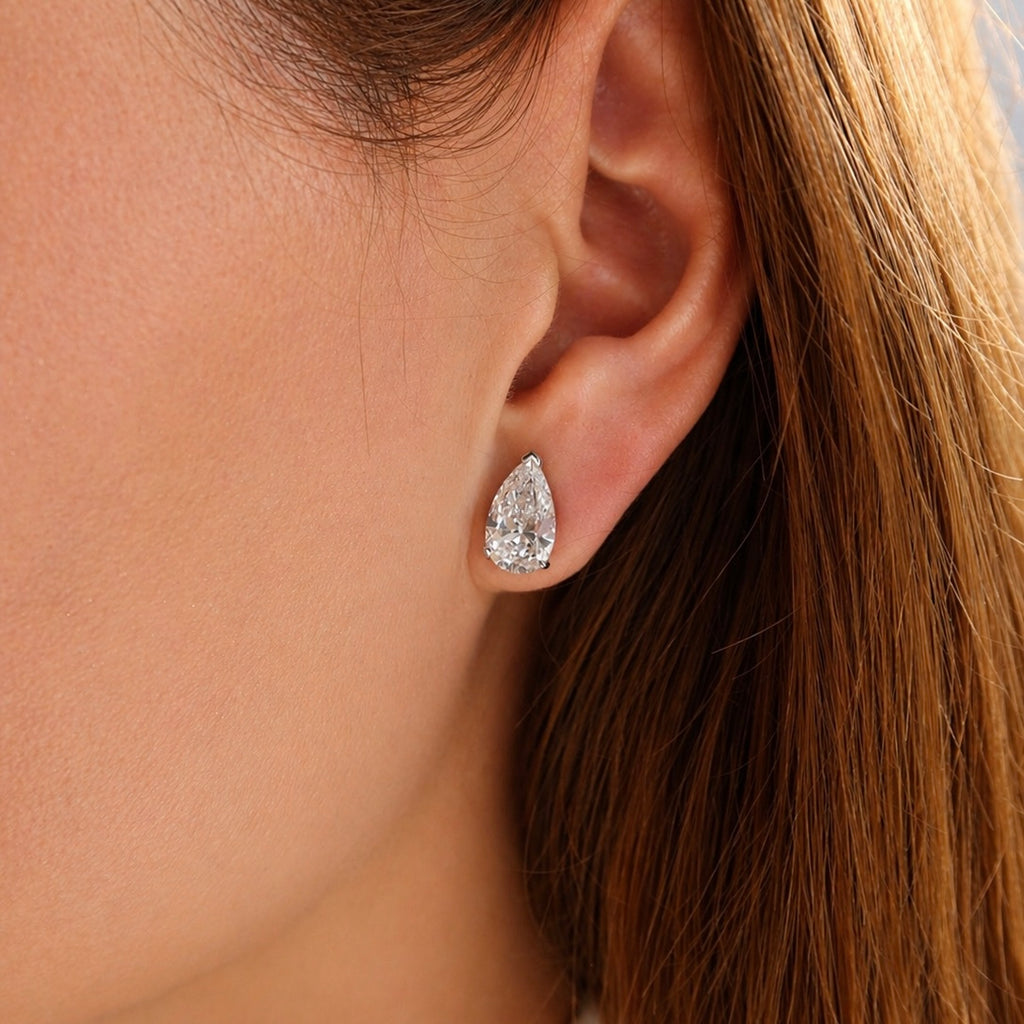 4 Ct each Pear Shape Studs Diamond Earrings