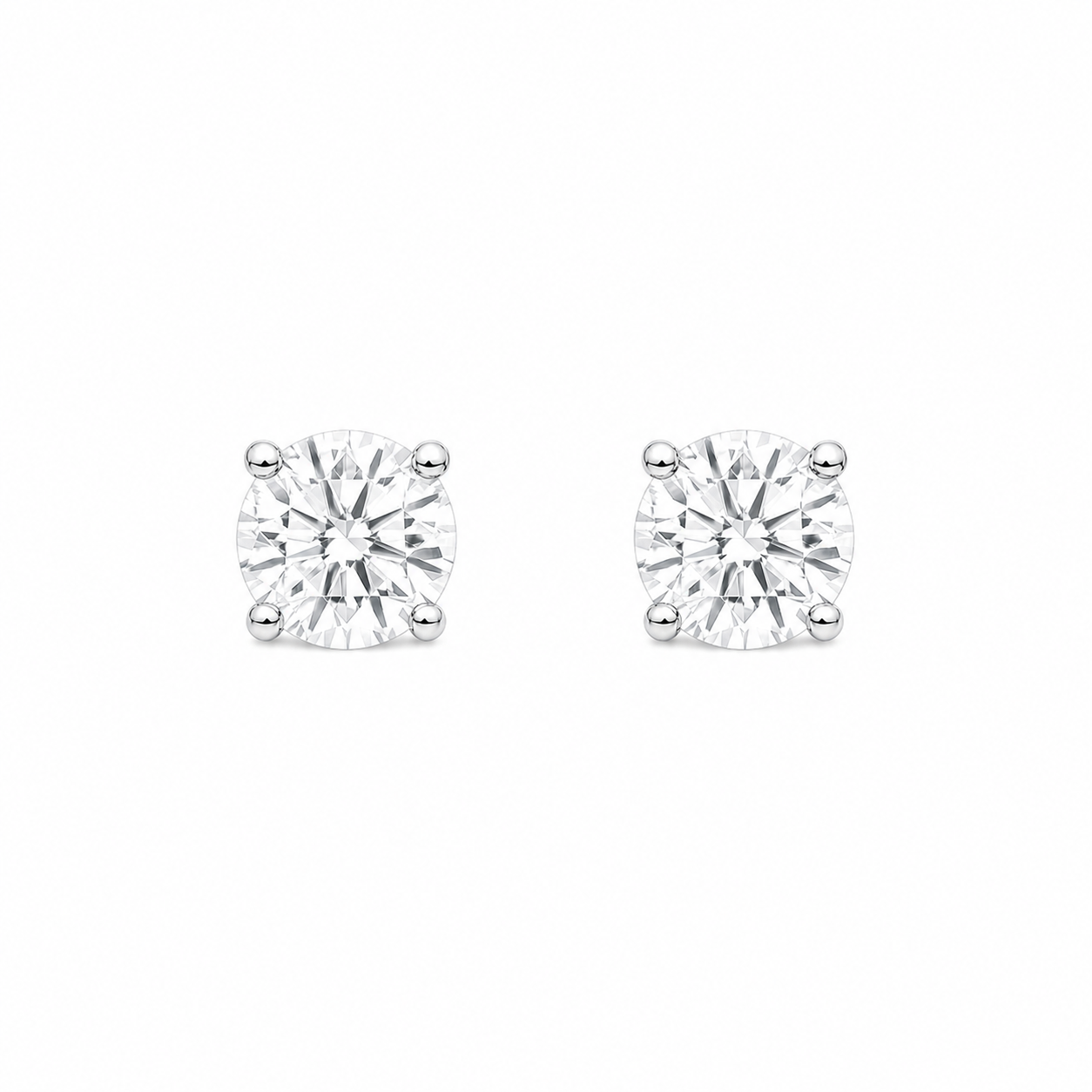 Boucles d'oreilles puces rondes en diamant de 0,52 ct chacune