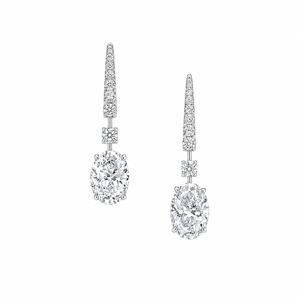 Buy Diamond Oval Drop Earrings