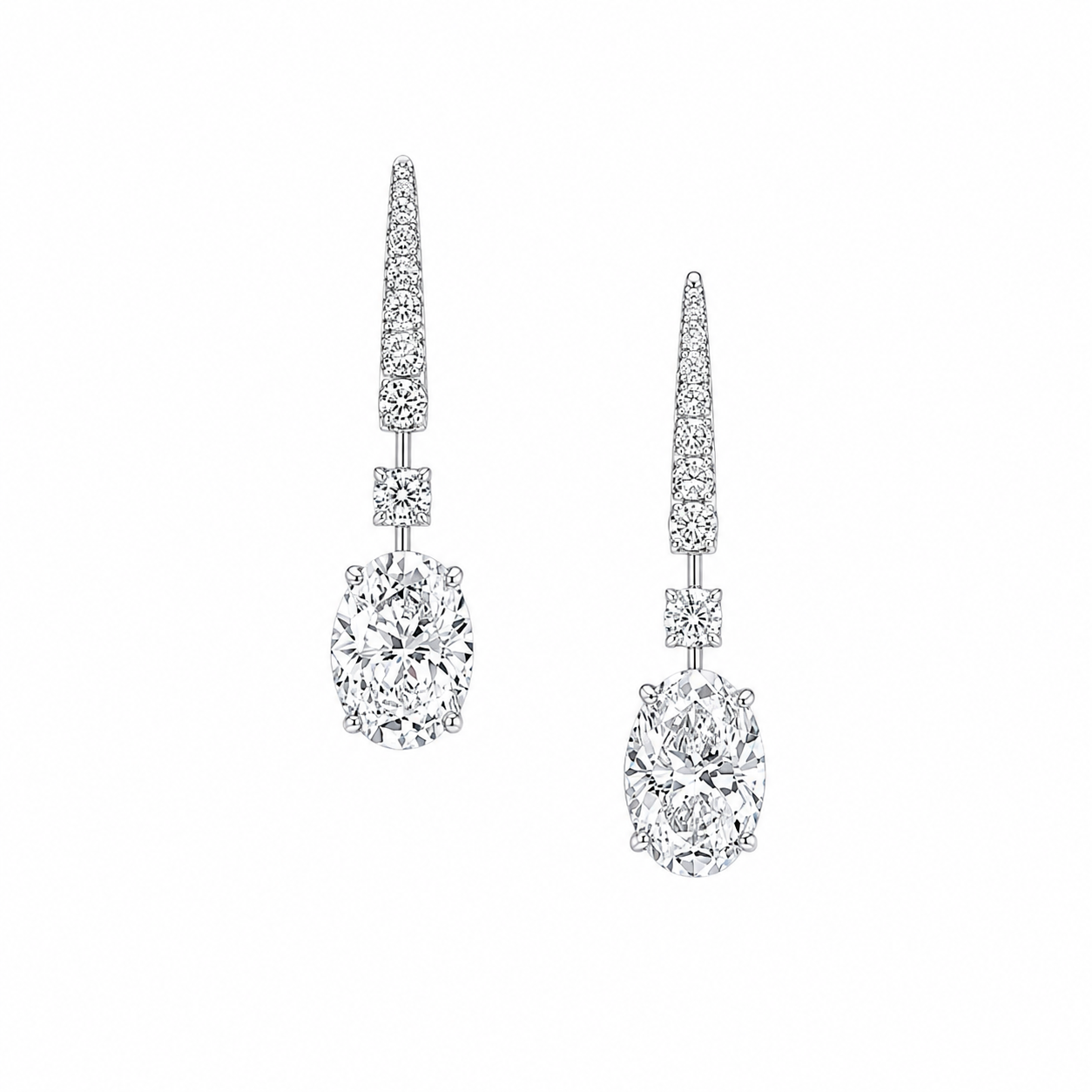 Oval Drop Lab-Grown Diamond Earrings 1.5 Ct each
